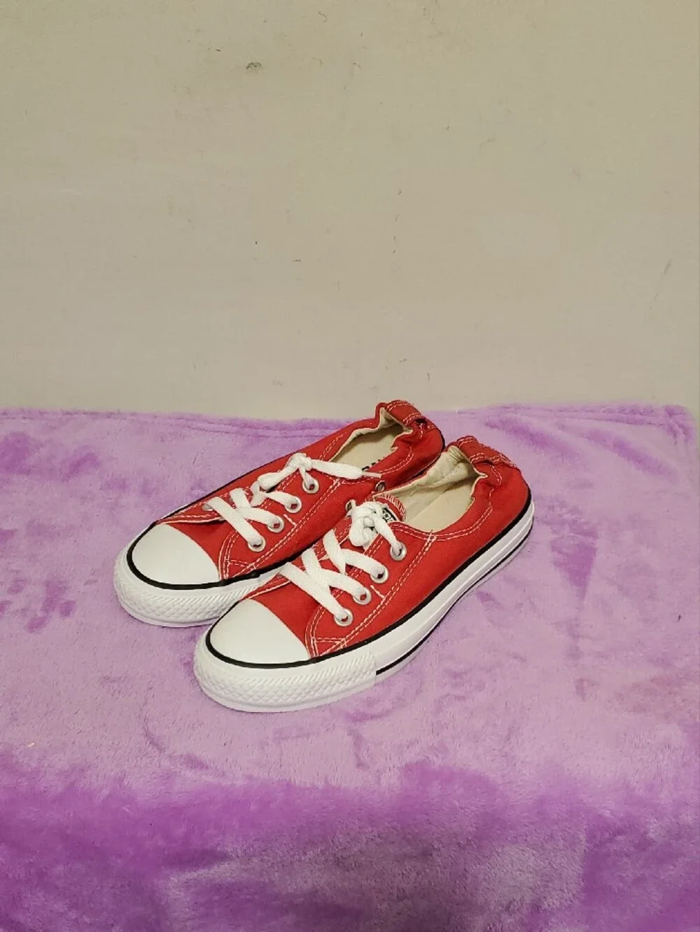 Women’s Red Canvas Athletic Sneakers - Low Top Lace-Up